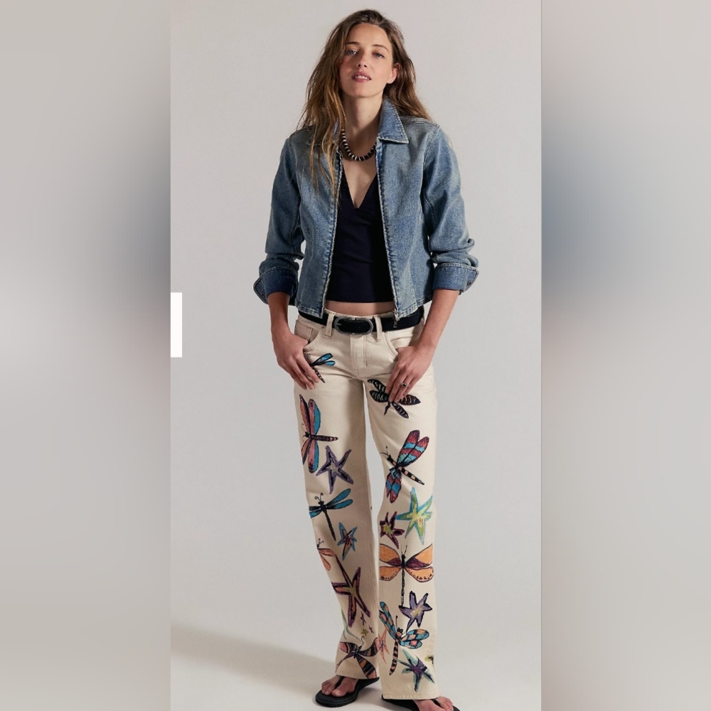 We The Free Light Beige Tennessee Low Rise Dragonfly Jeans *NW0T, 28